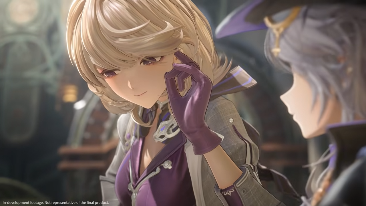 Silver Palace's Miss Bentham reaching out to touch the Detective's face during a close confrontation