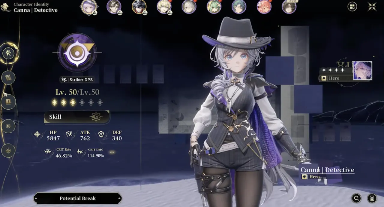 The Silver Palace character stats screen showing Reactor Attribute, Combat Style and Identity labels