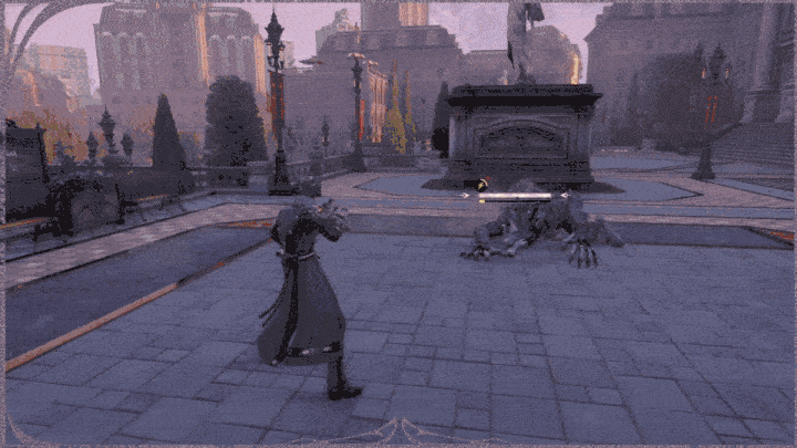 Parrying an enemy attack in Silver Palace combat