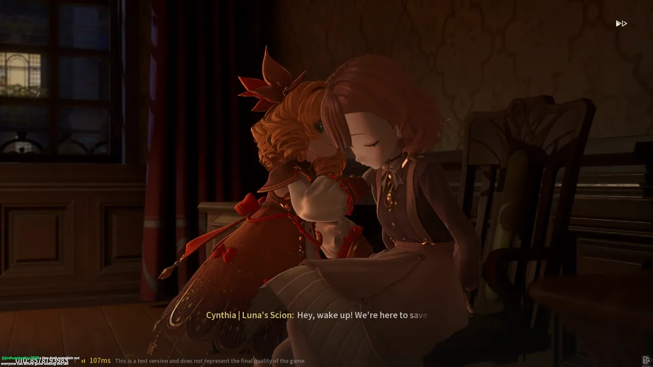 Silver Palace's Cynthia II leaning over the unconscious werewolf girl held inside the disused guild warehouse and telling her they are here to save her