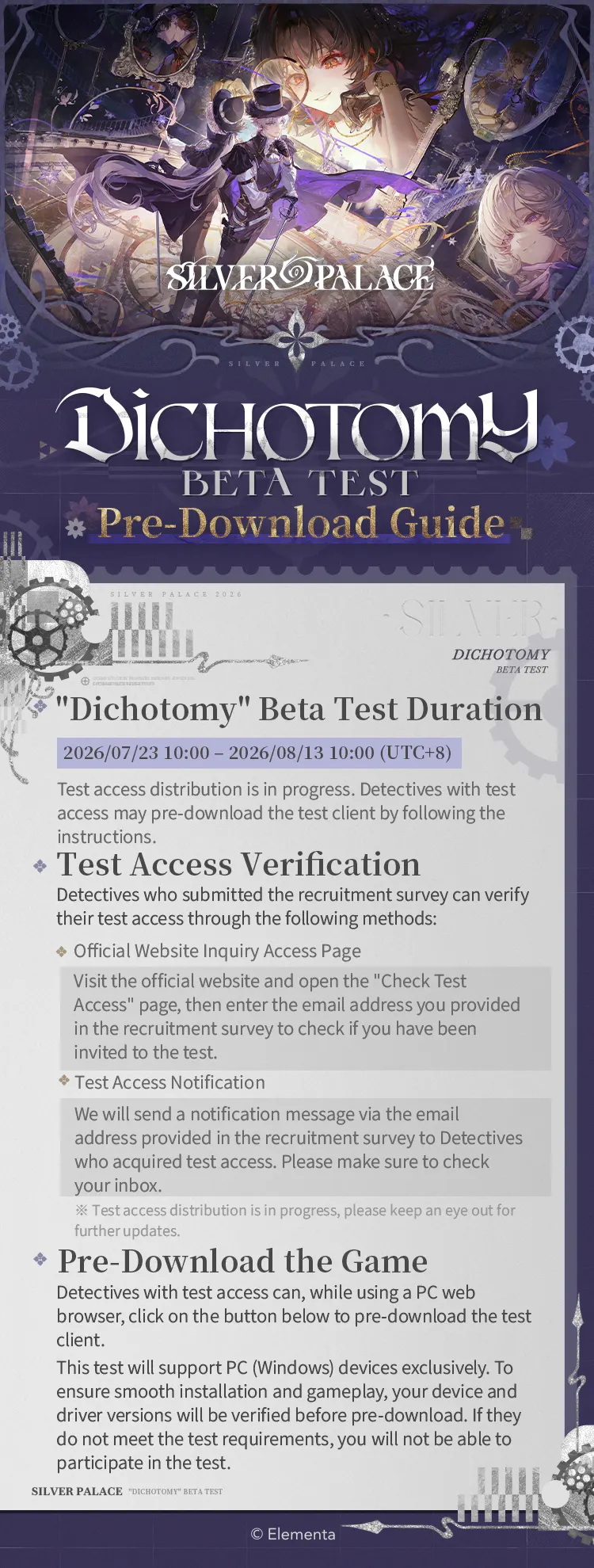 Silver Palace Dichotomy Beta Pre-Download Guide