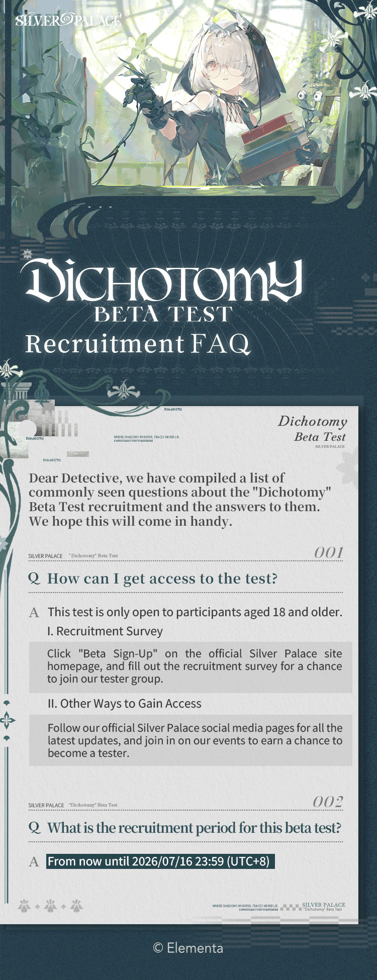 Silver Palace Dichotomy Beta Test recruitment FAQ — how to gain access and recruitment period