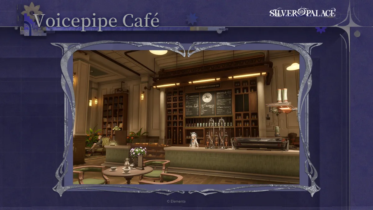 The Voicepipe Cafe interior, with a barista behind a long counter and a drinks board on the back wall