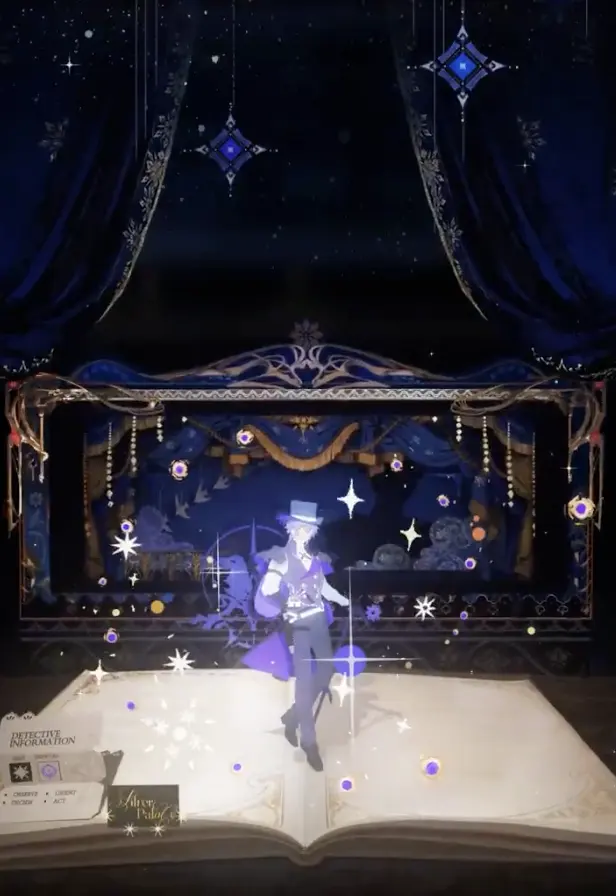 Promotional art of the Detective on a storybook stage