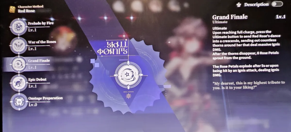 Grand Finale ultimate skill screen