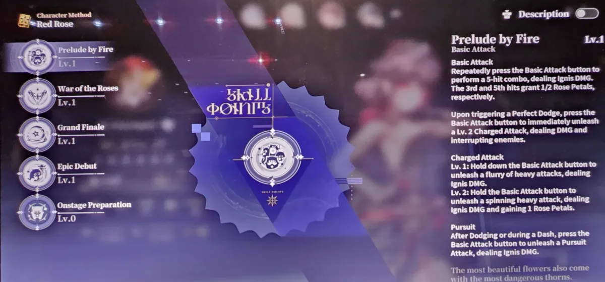 The Basic Attack skill screen, labeled Prelude by Fire in the preview build