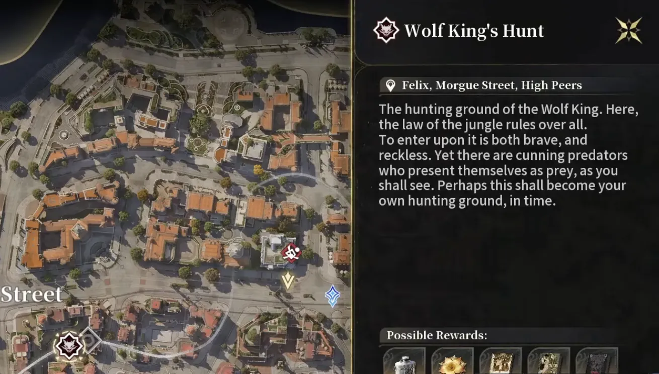 The Wolf King's Hunt encounter card at Felix, Morgue Street, High Peers in Silver Palace