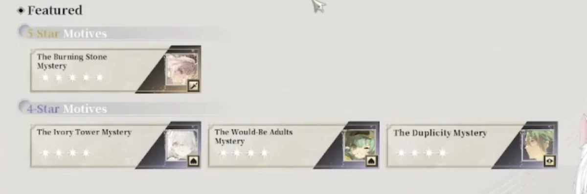 Featured 5-star and 4-star Motives on the Monologue banner